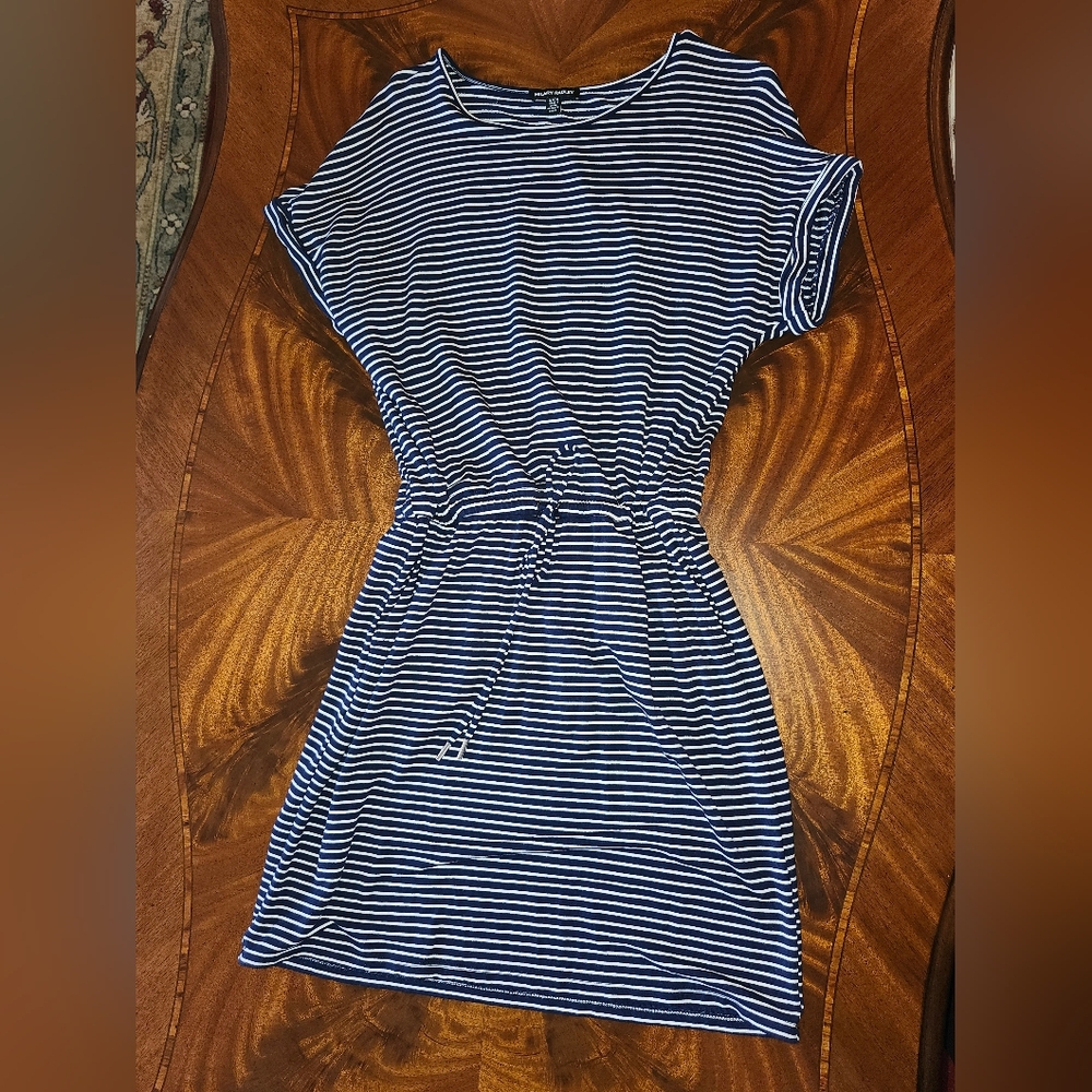 Hilary Radley Navy and White Striped Dress